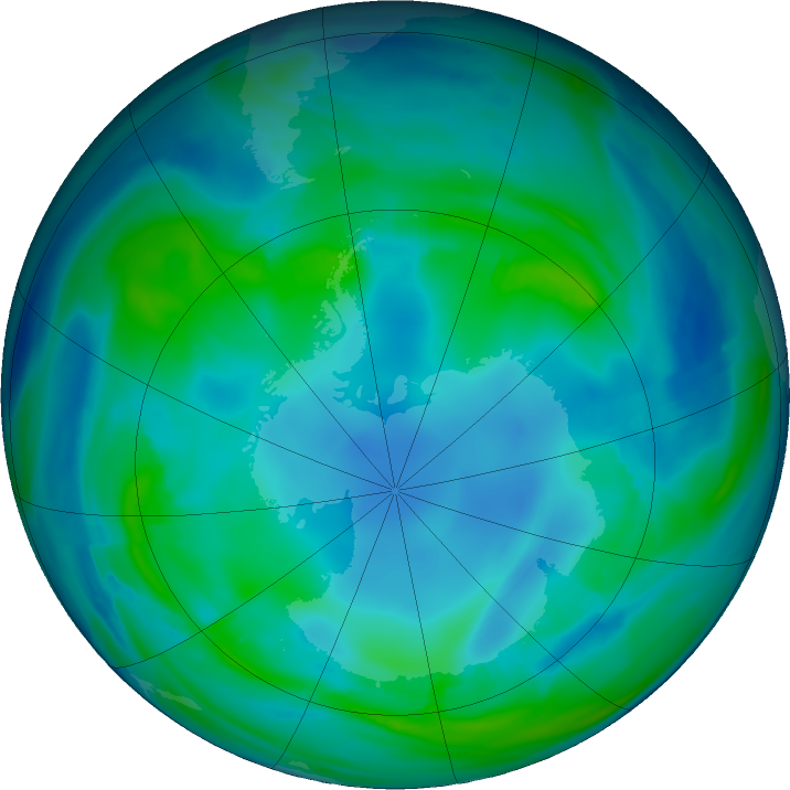 Antarctic ozone map for 12 May 2017